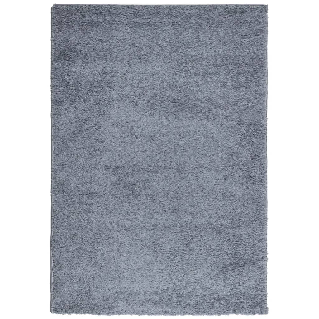 Tapis Shaggy Poils Longs Moderne Bleu 140x200 cm