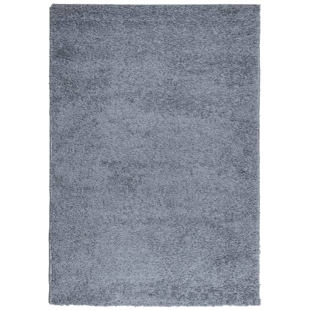 Tapis Shaggy Poils Longs Moderne Bleu 160x230 cm