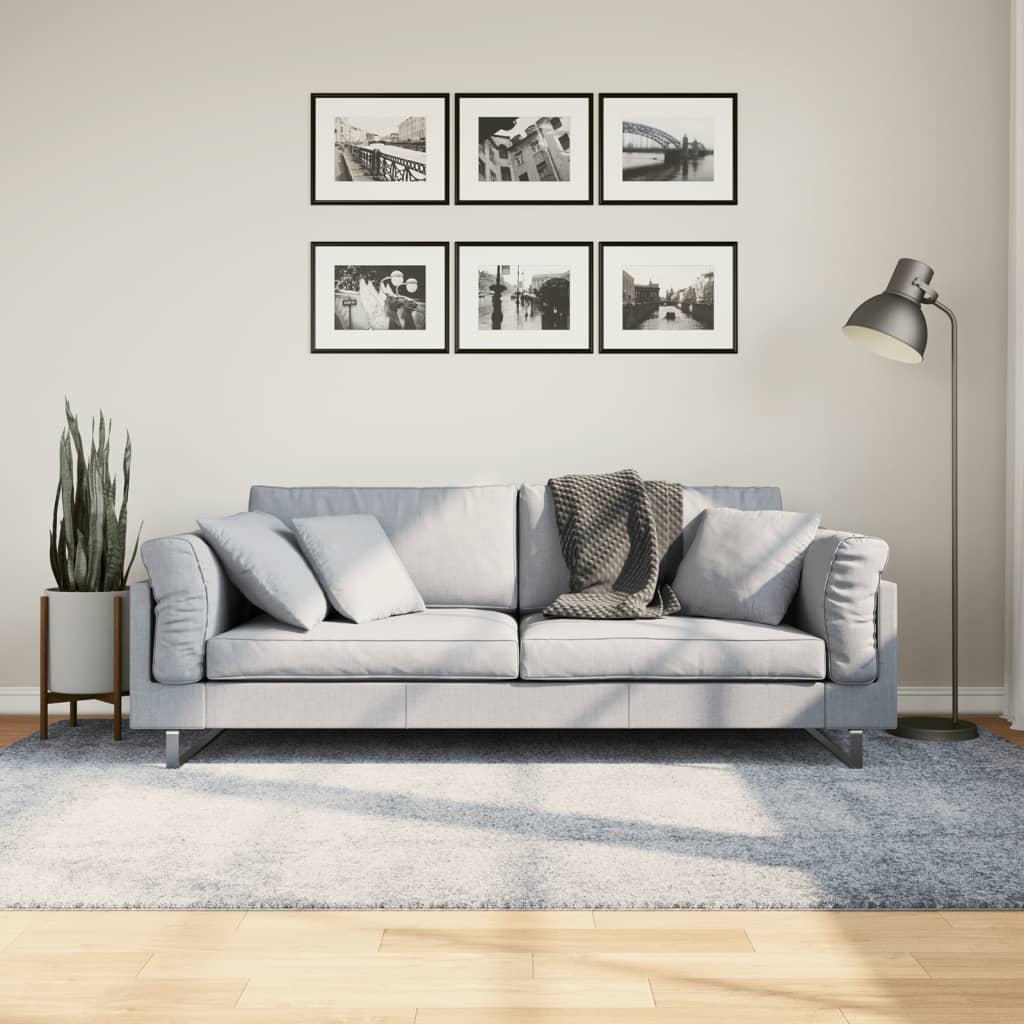 Tapis Shaggy Poils Longs Moderne Bleu 160x230 cm