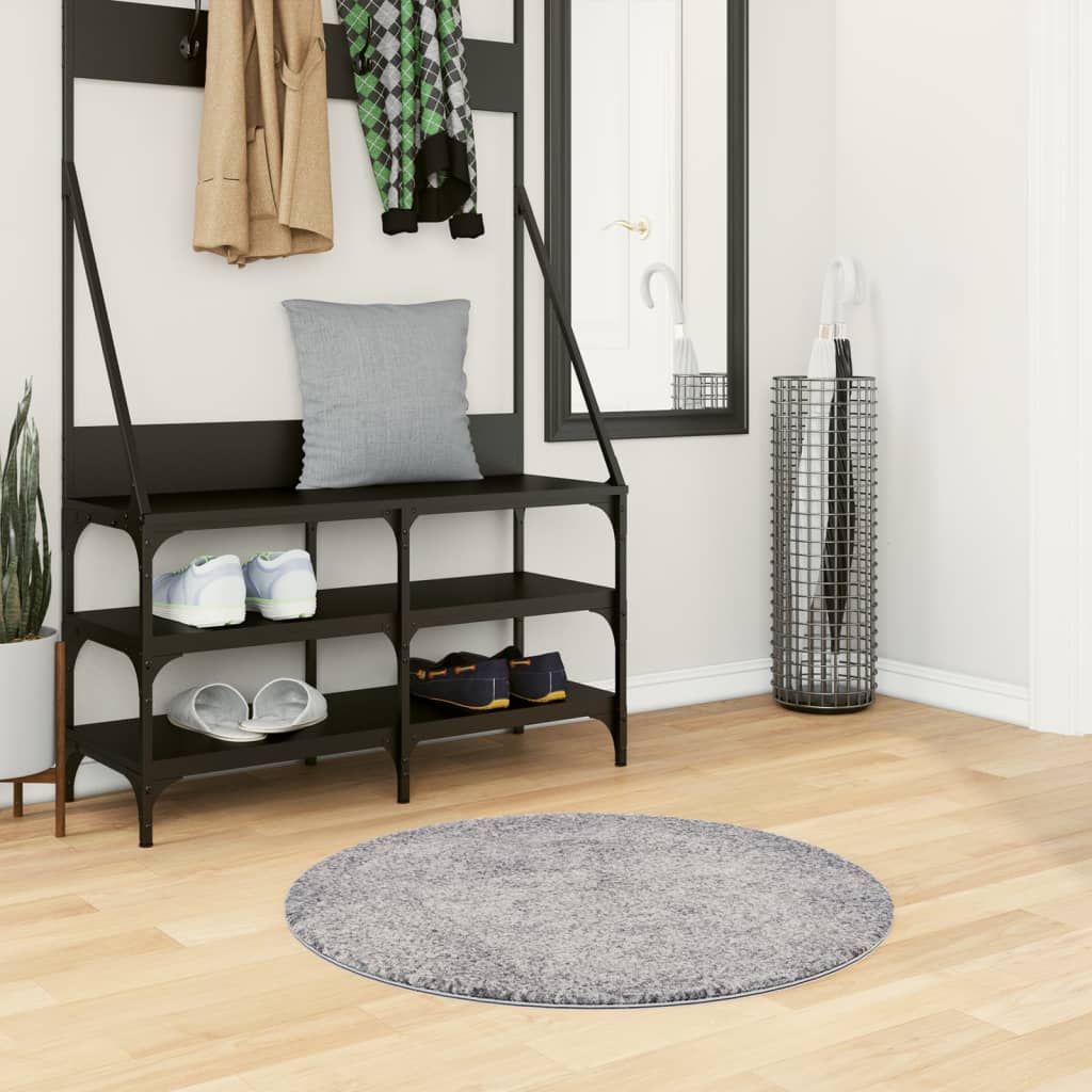 Shaggy carpet PAMPLONA deep pile modern blue Ø 80 cm
