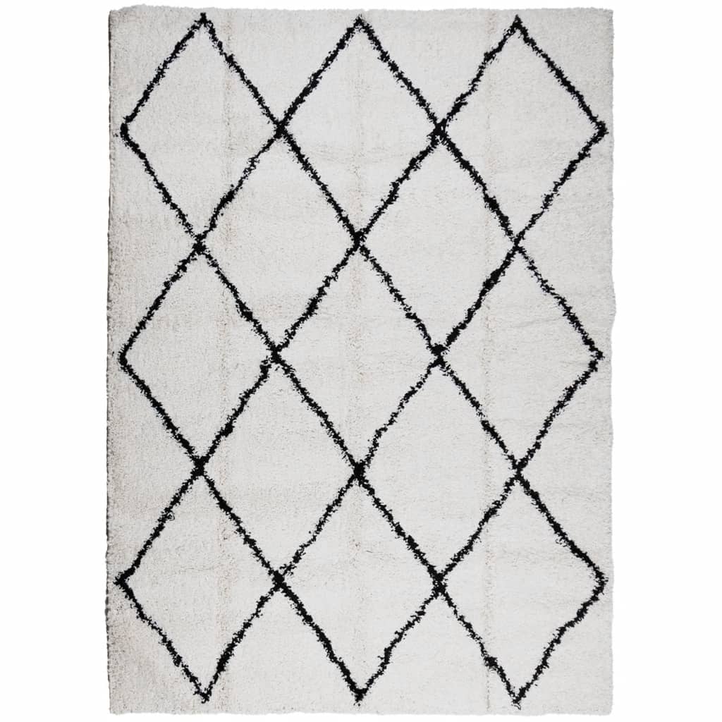 Shaggy-Teppich PAMPLONA Hochflor Modern Creme Schwarz 240x340cm