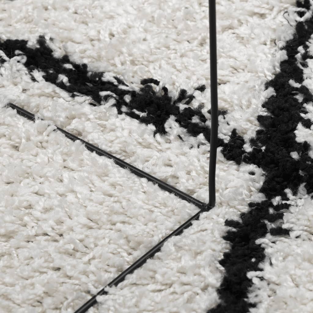 Shaggy-Teppich PAMPLONA Hochflor Modern Creme Schwarz 240x340cm
