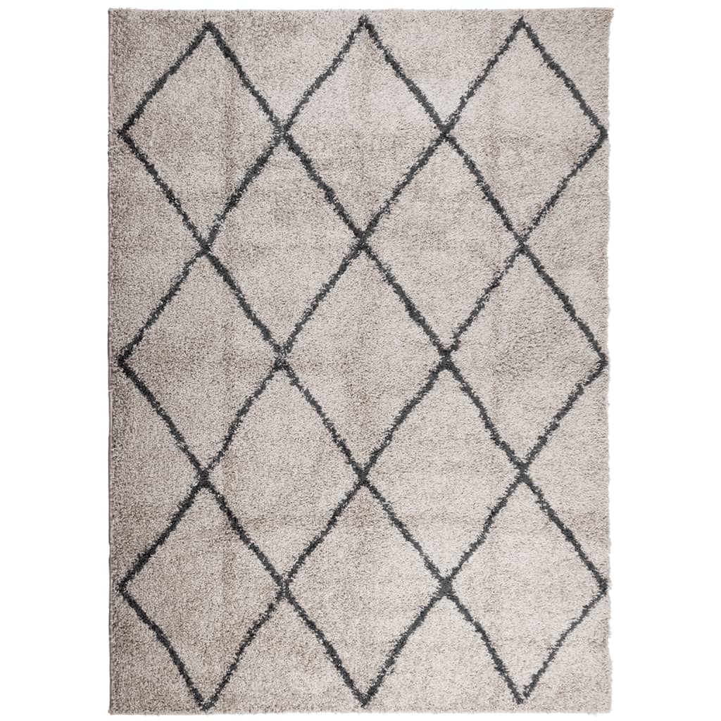 Shaggy Carpet Deep Pile Modern Beige Anthracite 200x280 cm