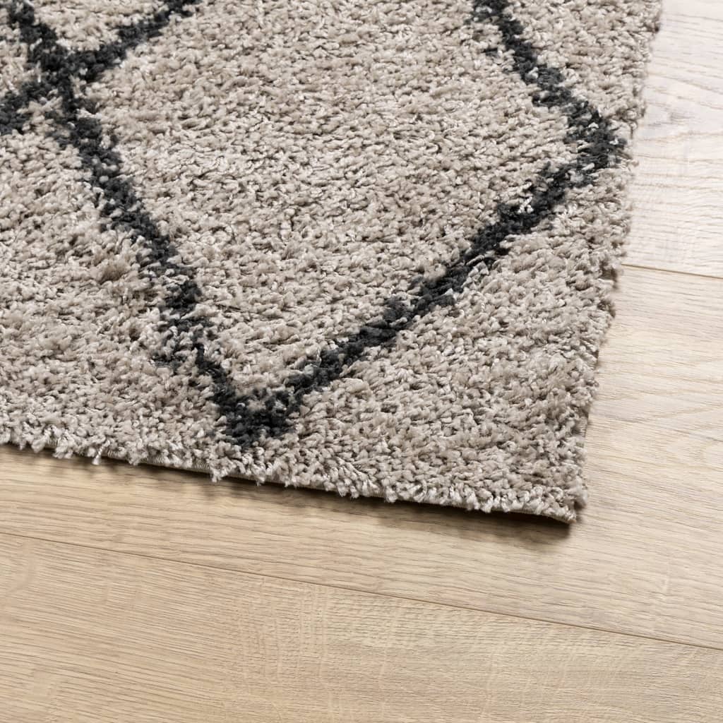 Shaggy Carpet Deep Pile Modern Beige Anthracite 200x280 cm