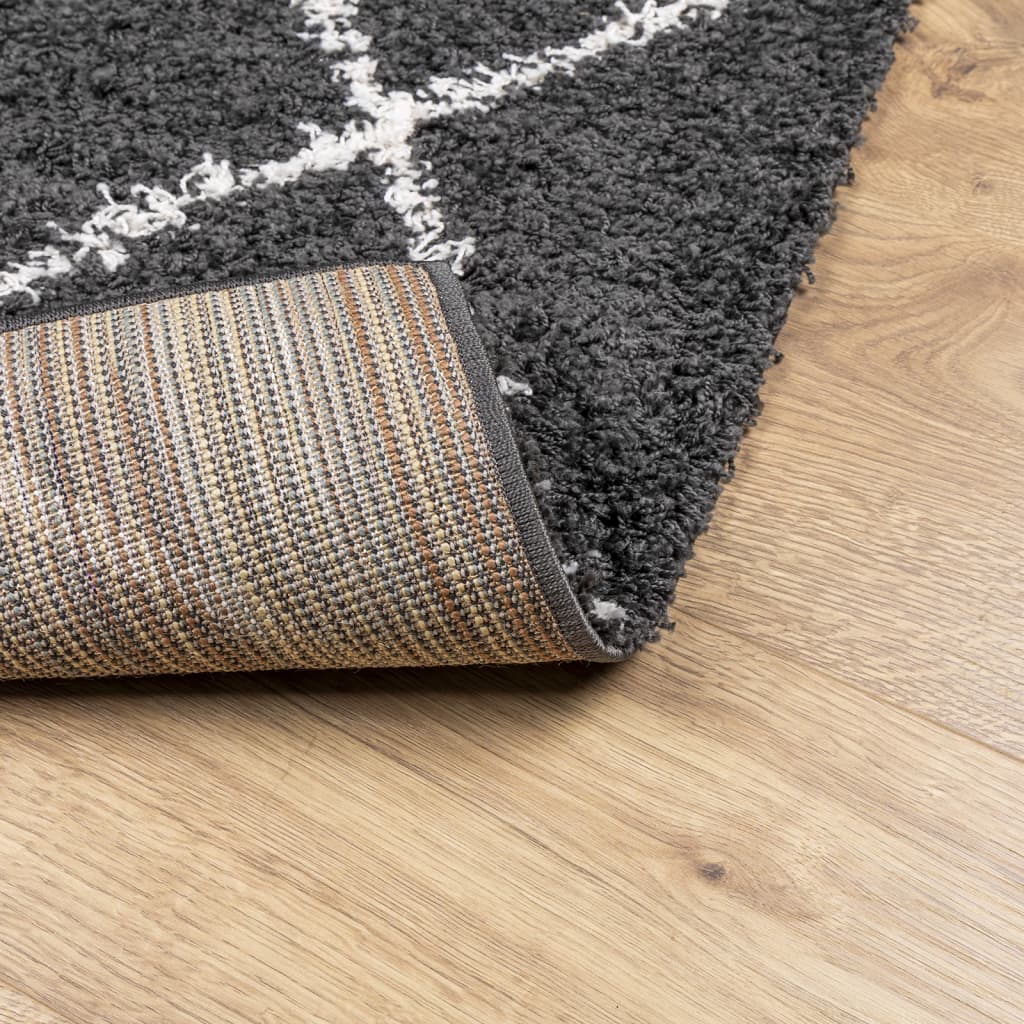 Shaggy rug PAMPLONA deep pile modern black cream 100x200cm