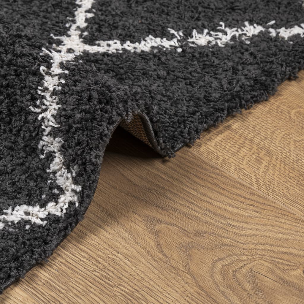Shaggy rug PAMPLONA deep pile modern black cream 100x200cm