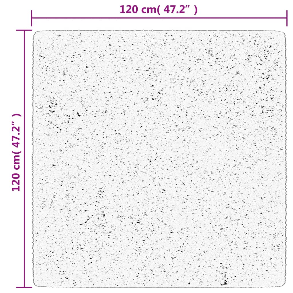 Tapis Shaggy Poils Longs Moderne Noir et Crème 120x120 cm