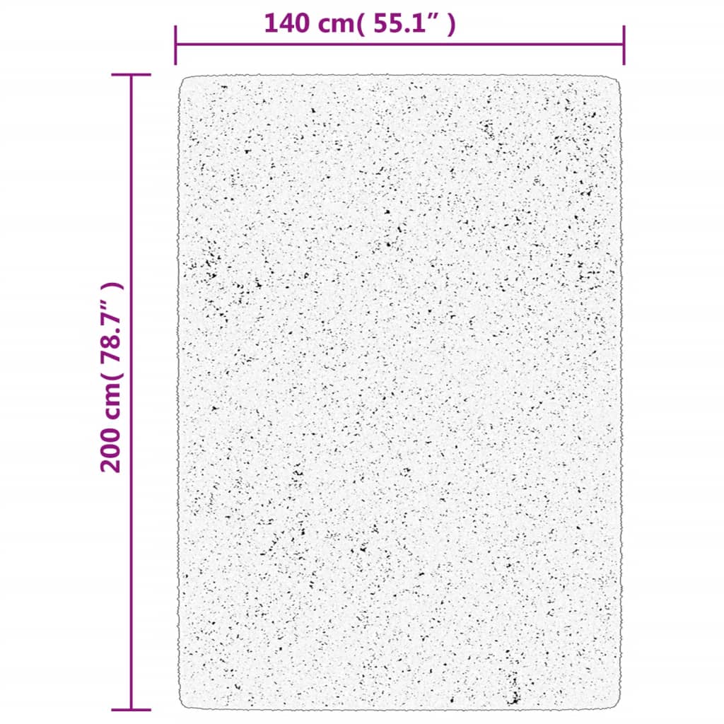 Tapis Shaggy Poils Longs Moderne Noir et Crème 140x200 cm