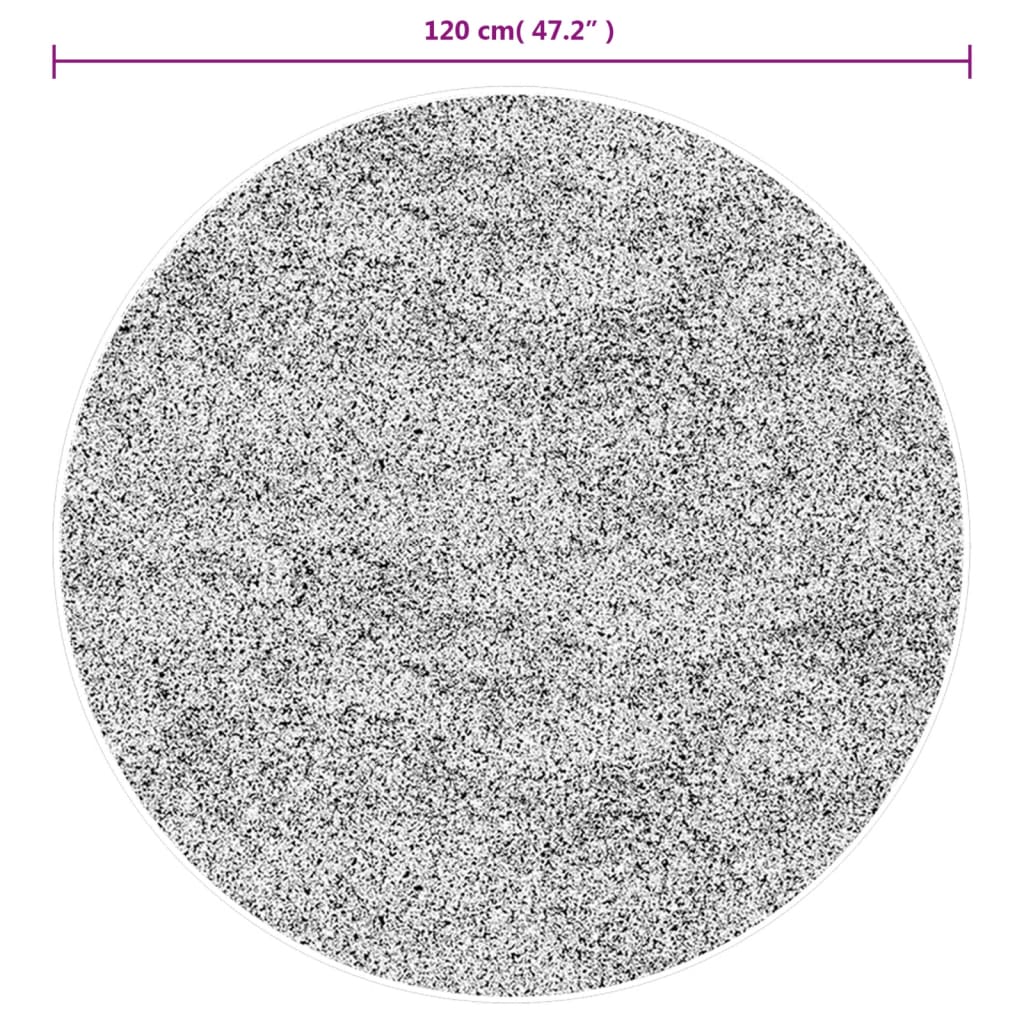 Tapis Shaggy Poils Longs Moderne Noir et Crème Ø 120 cm