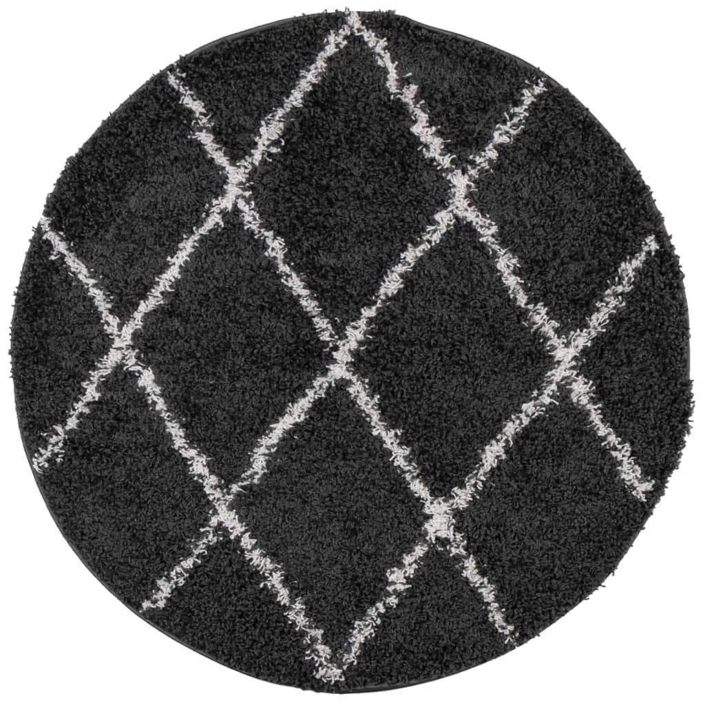 Tapis Shaggy Shaggy Moderne Noir et Crème Ø 280 cm