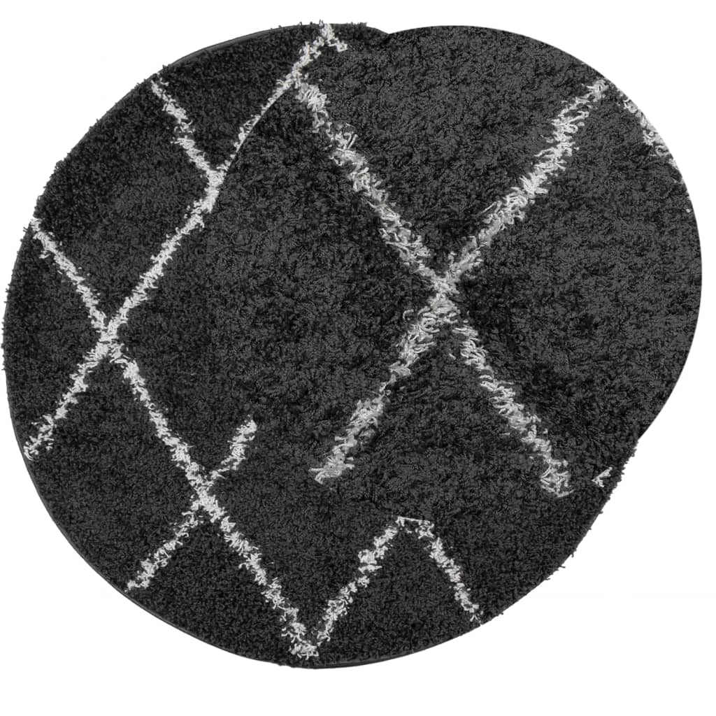 Tapis Shaggy Shaggy Moderne Noir et Crème Ø 280 cm
