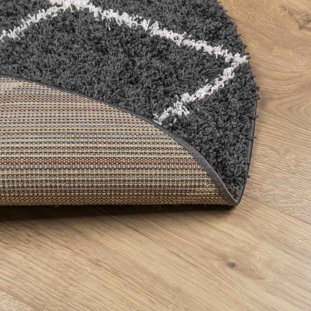 Tapis Shaggy Shaggy Moderne Noir et Crème Ø 280 cm