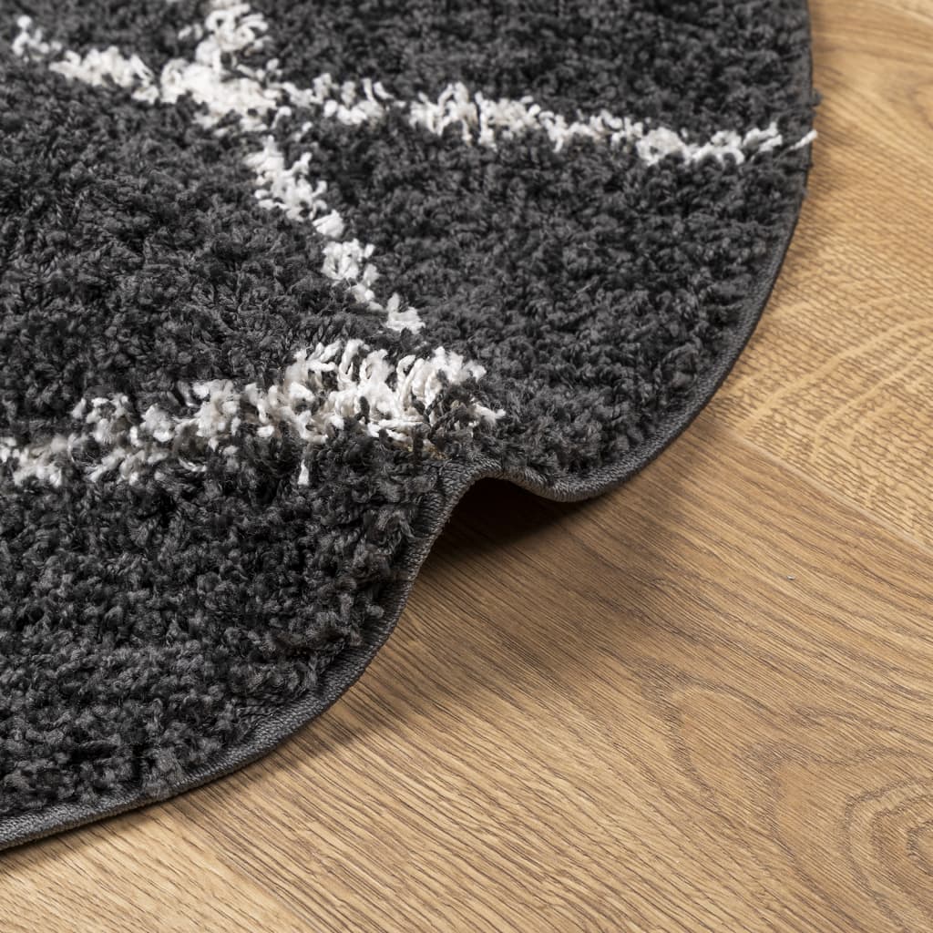 Tapis Shaggy Shaggy Moderne Noir et Crème Ø 280 cm