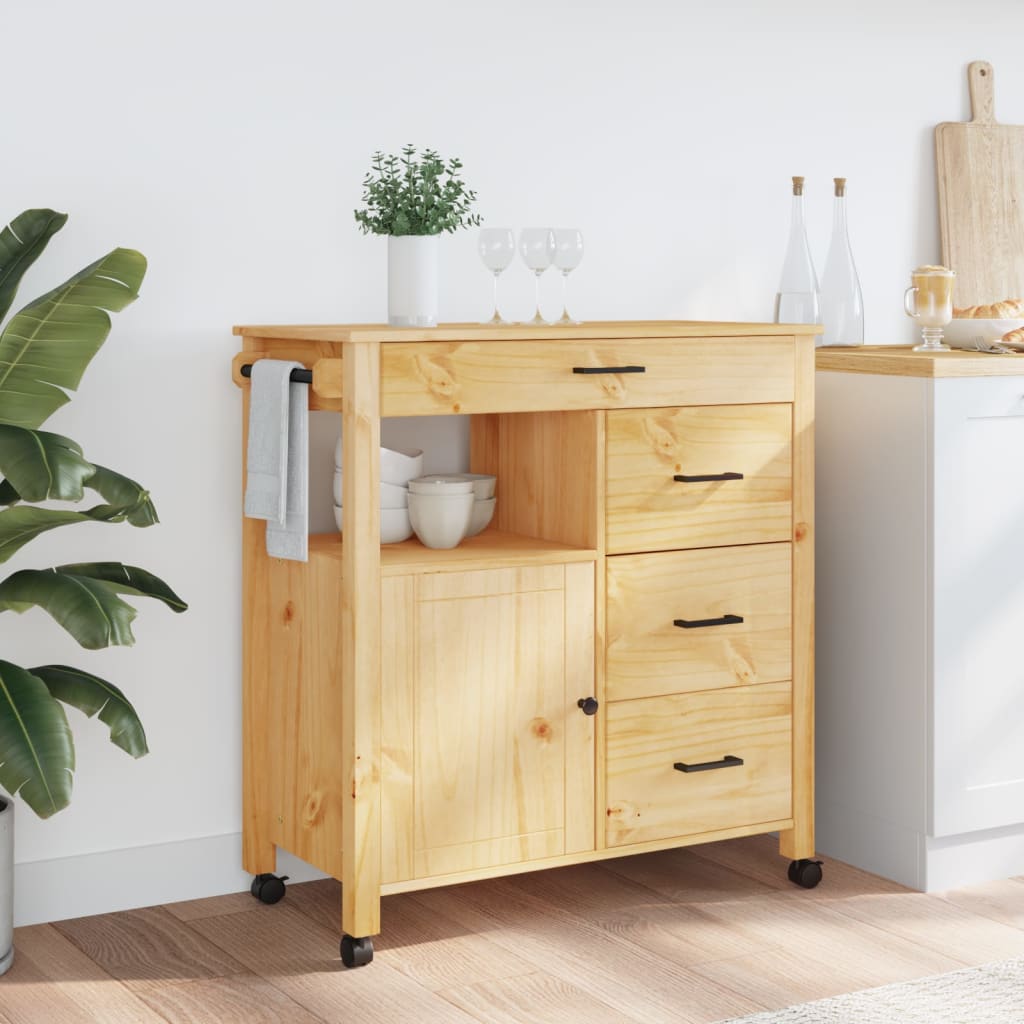 Kitchen trolley MONZA 84x40x90 cm solid pine wood