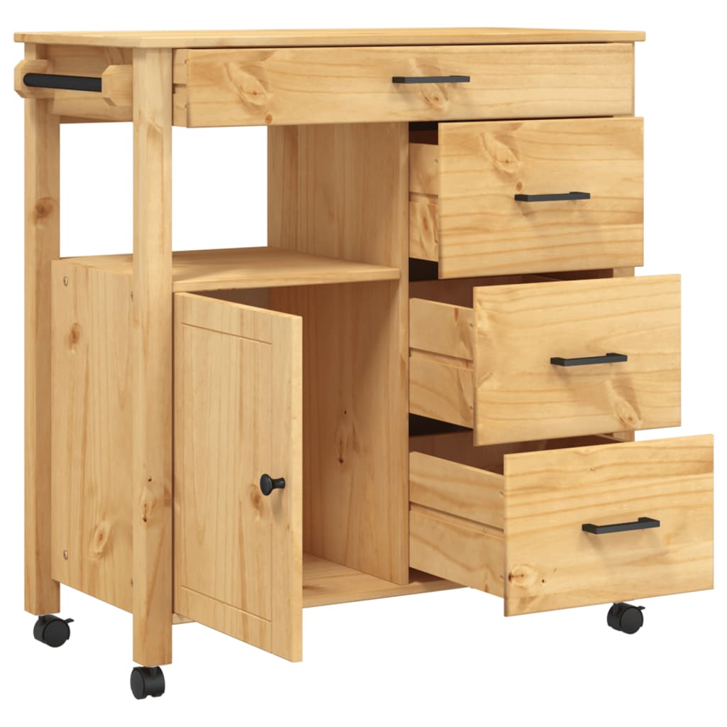 Desserte de cuisine MONZA 84x40x90 cm en bois de pin massif