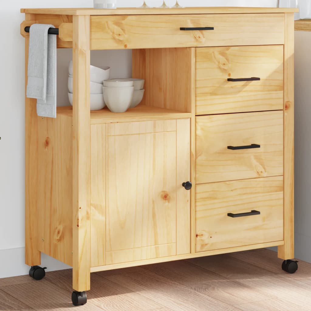 Kitchen trolley MONZA 84x40x90 cm solid pine wood