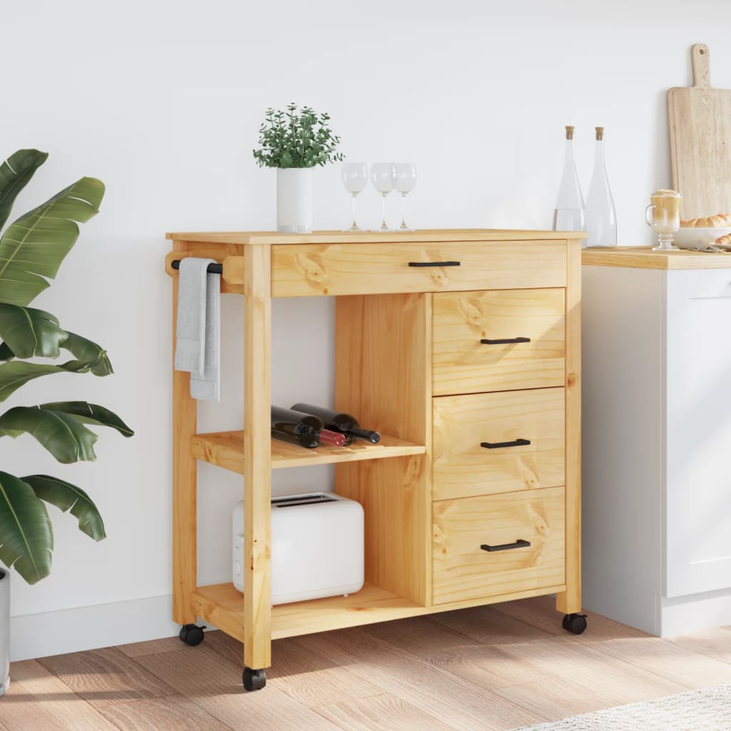 Kitchen trolley MONZA 84x40x90 cm solid pine wood