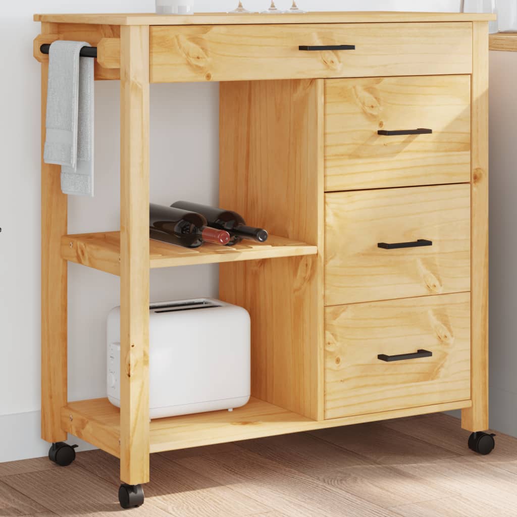 Kitchen trolley MONZA 84x40x90 cm solid pine wood