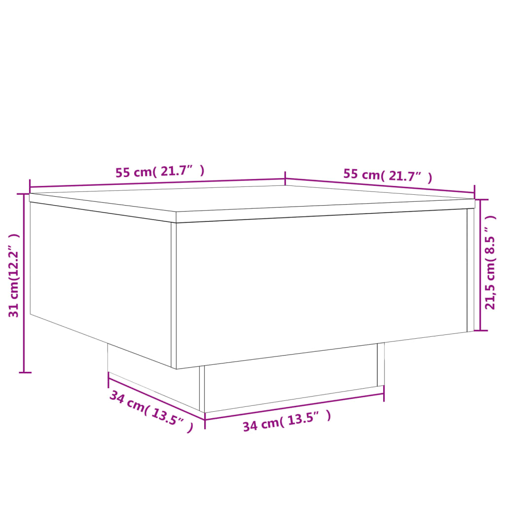 Coffee table smoked oak 55x55x31 cm wood material