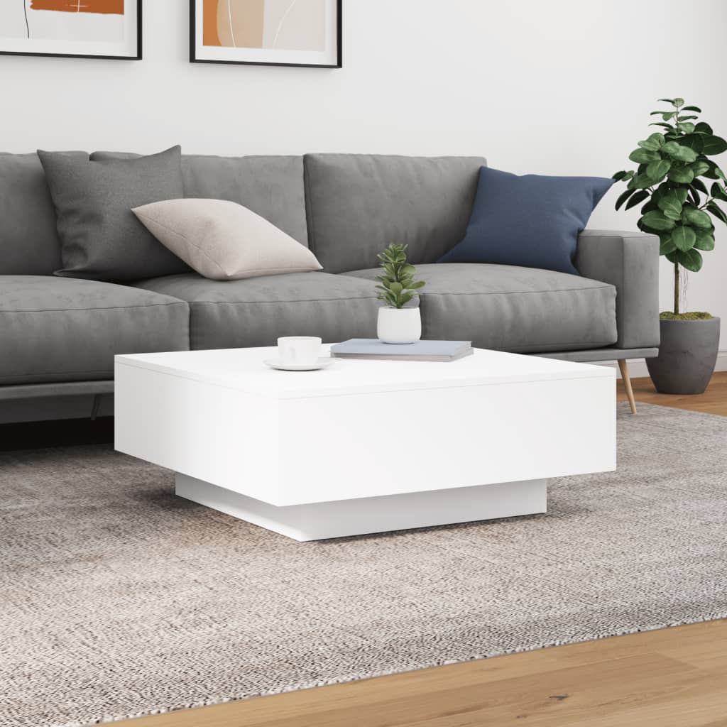 Table basse blanche 80x80x31 cm en bois