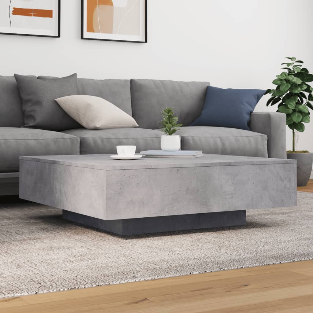 Table basse gris béton 100x100x31 cm en bois