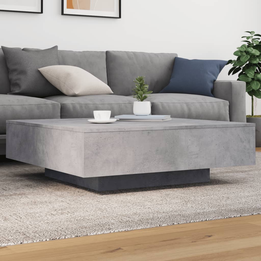 Table basse gris béton 100x100x31 cm en bois