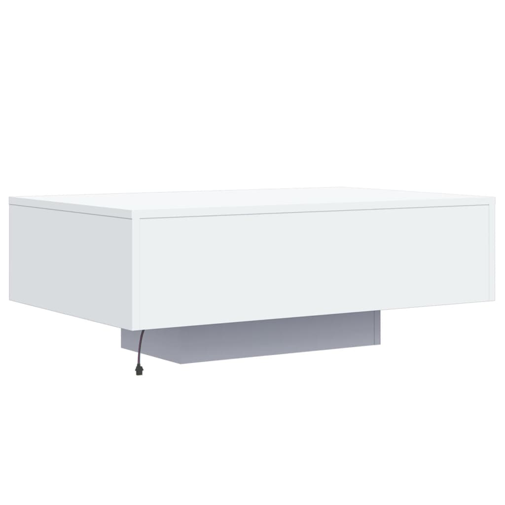 Coffee table with LED lights White 85x55x31 cm