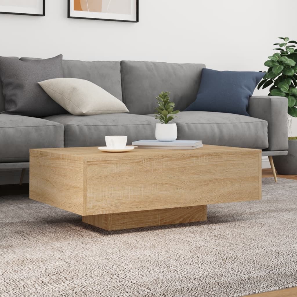 Table basse avec lumières LED Chêne Sonoma 85x55x31 cm