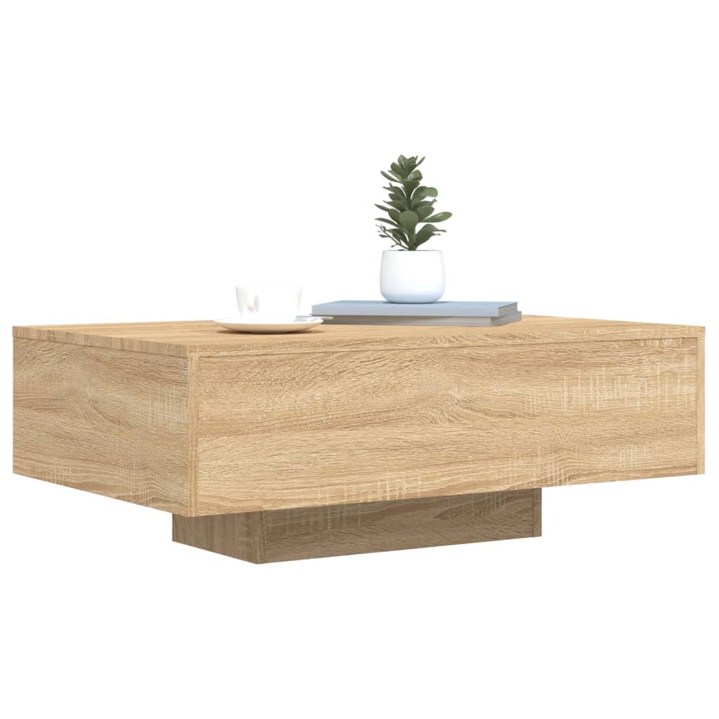 Table basse avec lumières LED Chêne Sonoma 85x55x31 cm