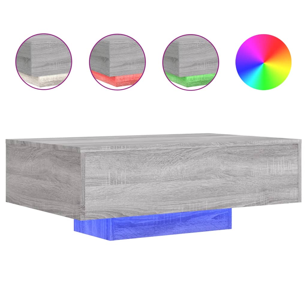 Coffee table with LED lights Gray Sonoma 85x55x31 cm