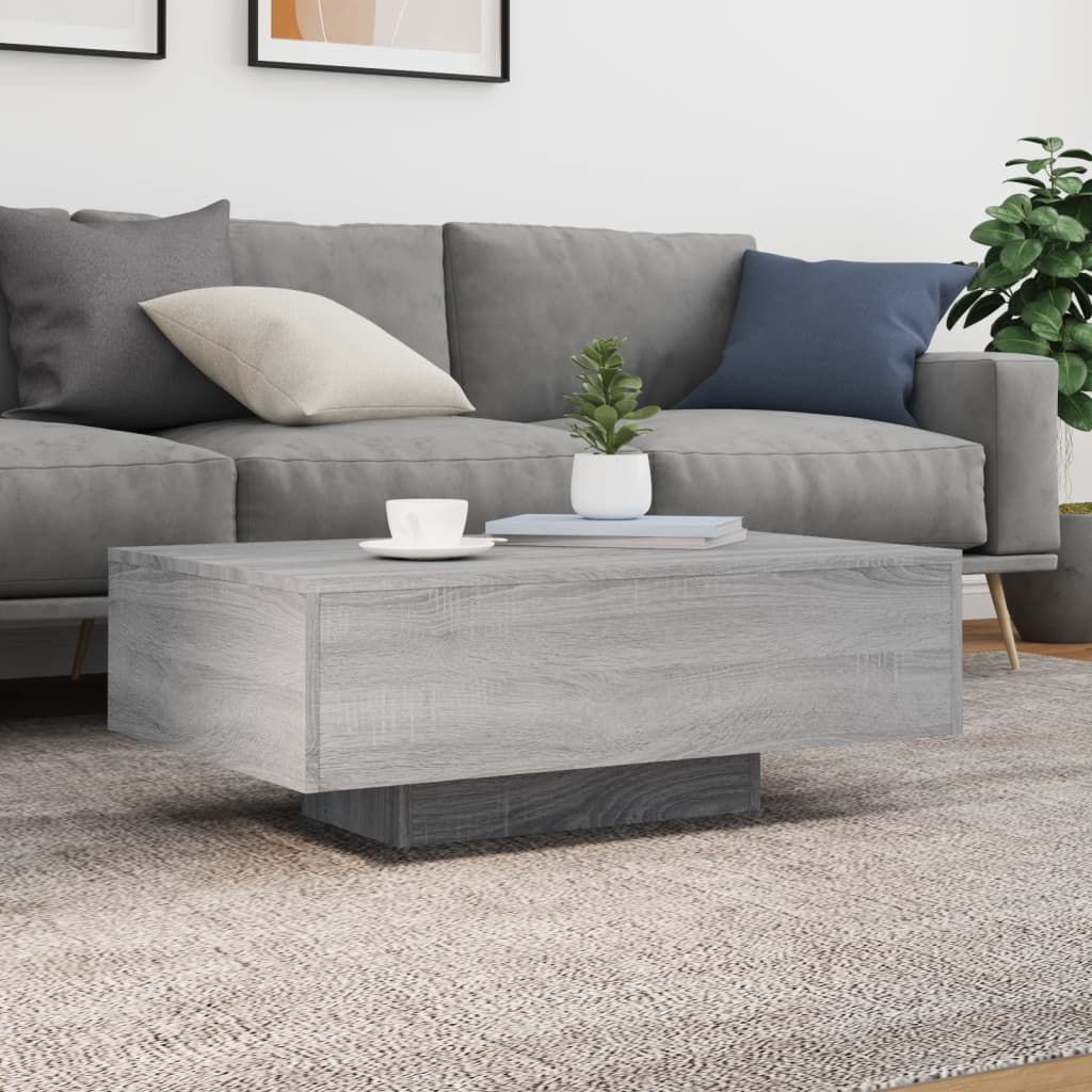 Coffee table with LED lights Gray Sonoma 85x55x31 cm