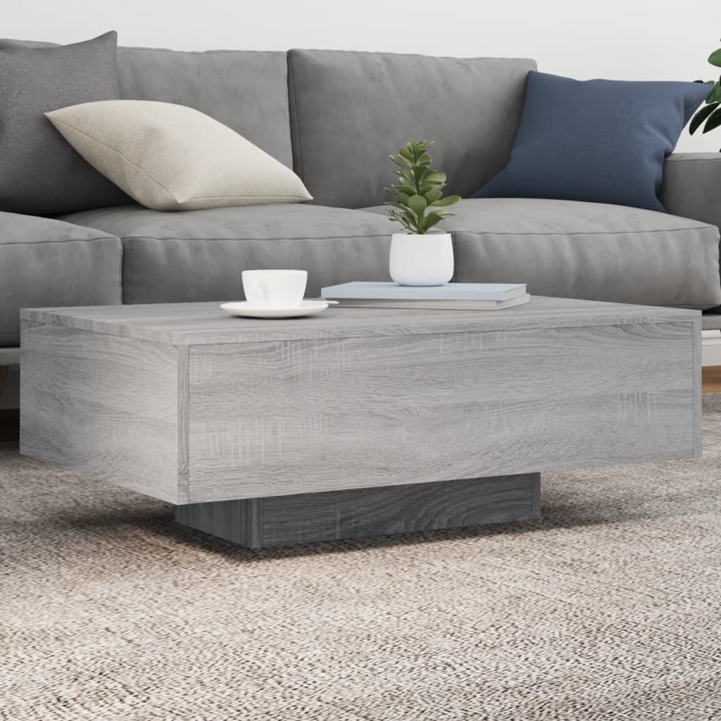 Coffee table with LED lights Gray Sonoma 85x55x31 cm