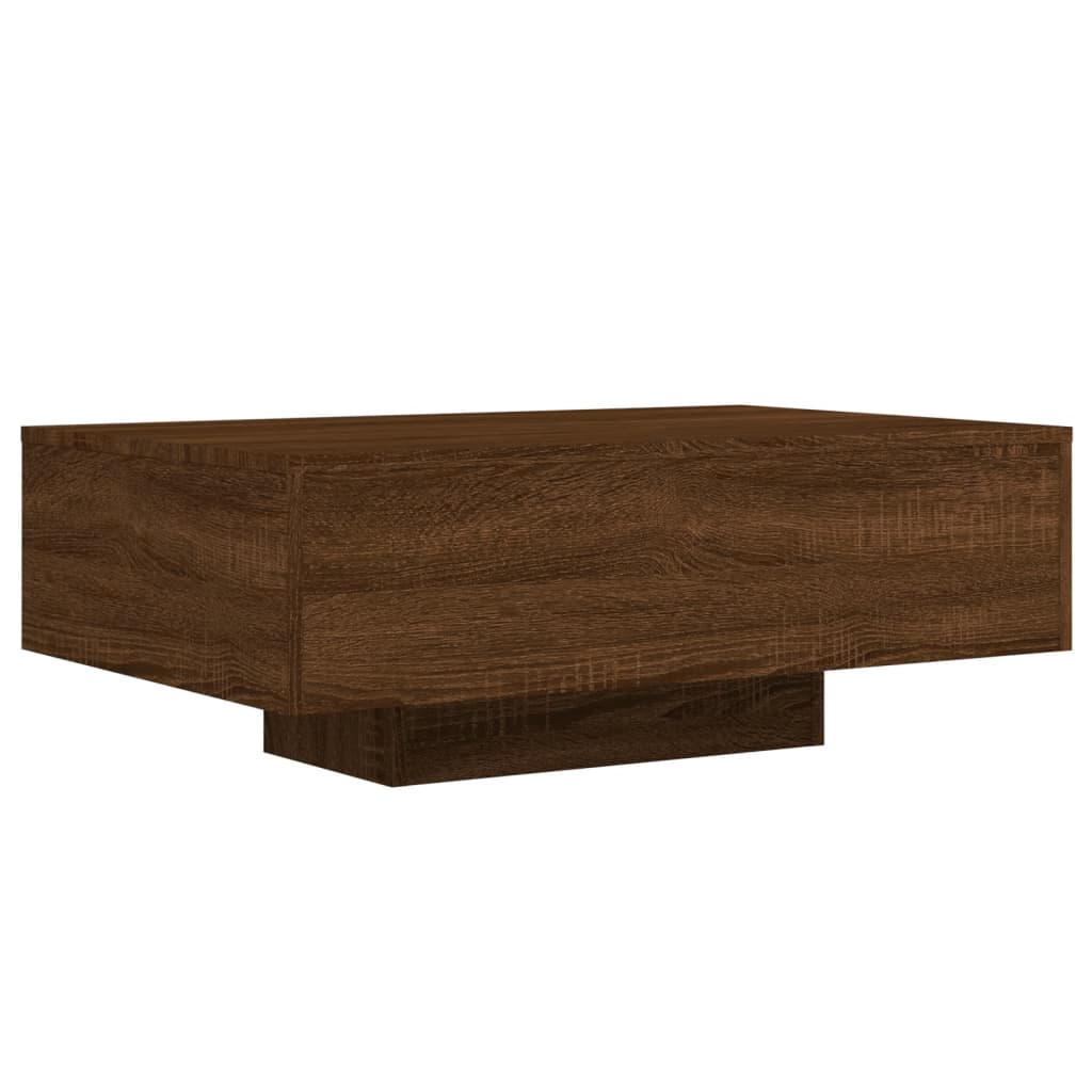 Coffee table with LED lights brown oak look 85x55x31 cm
