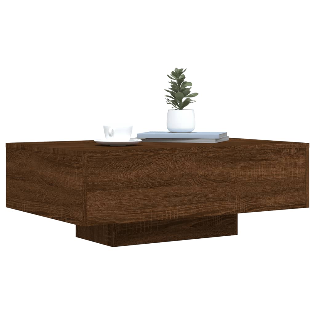 Coffee table with LED lights brown oak look 85x55x31 cm