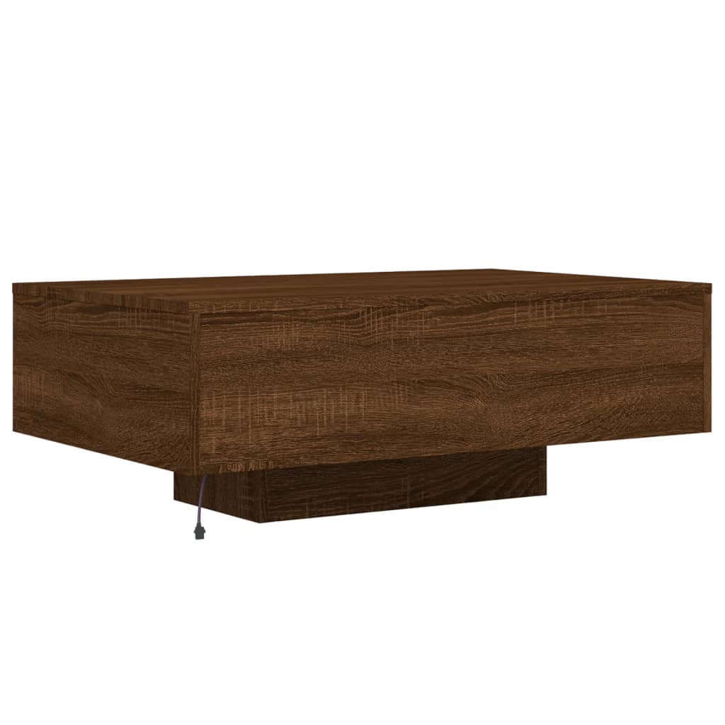 Coffee table with LED lights brown oak look 85x55x31 cm