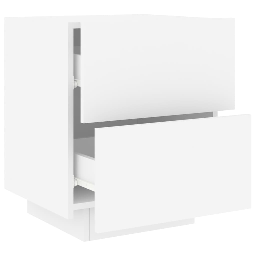 Bedside table with LED lights white wood material