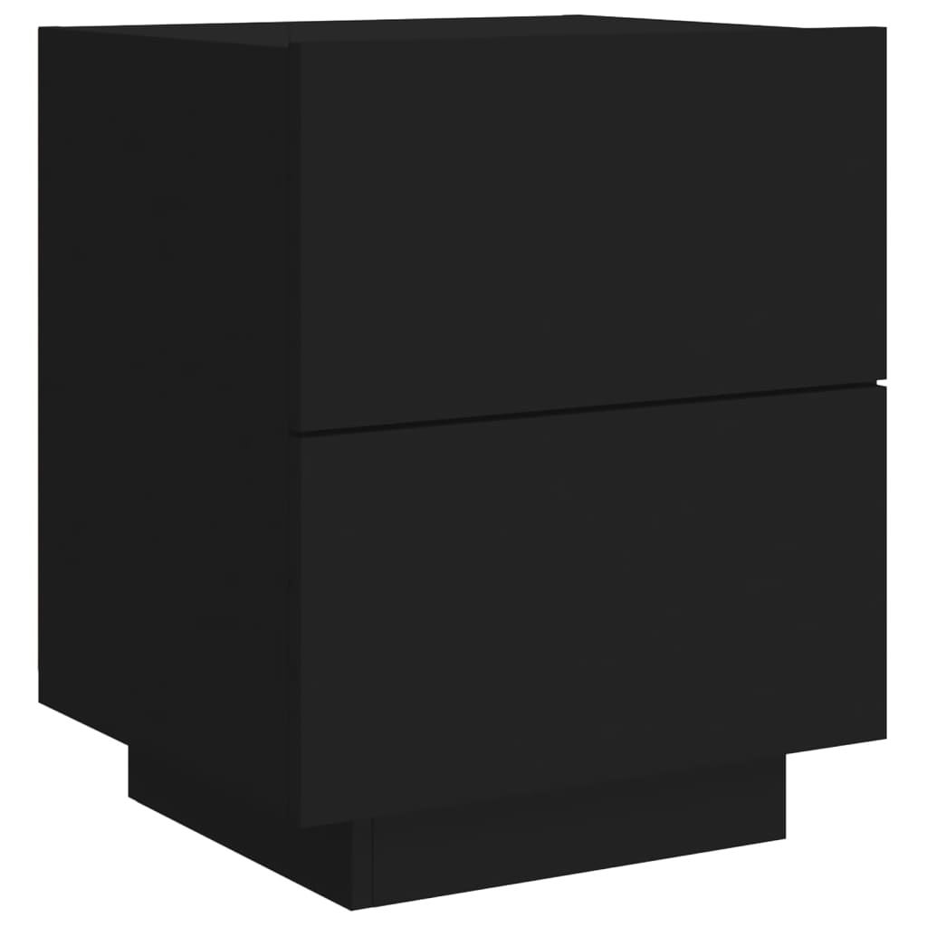 Bedside table with LED lights Black wood material