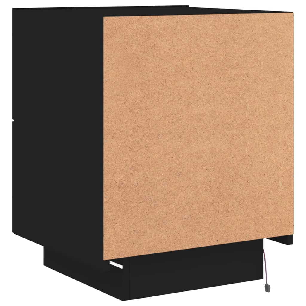 Bedside table with LED lights Black wood material