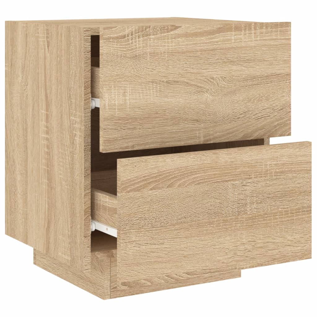 Bedside table with LED lights Sonoma oak wood material