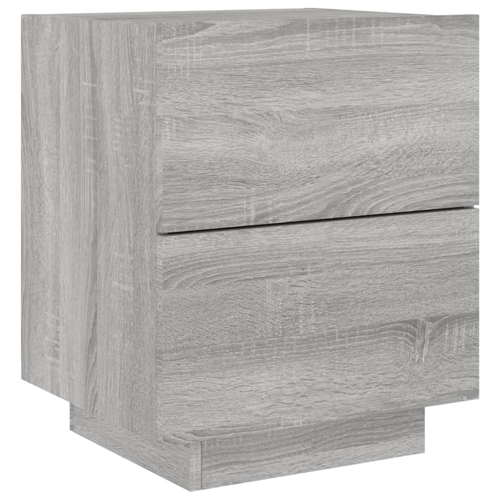 Bedside table with LED lights Gray Sonoma wood material