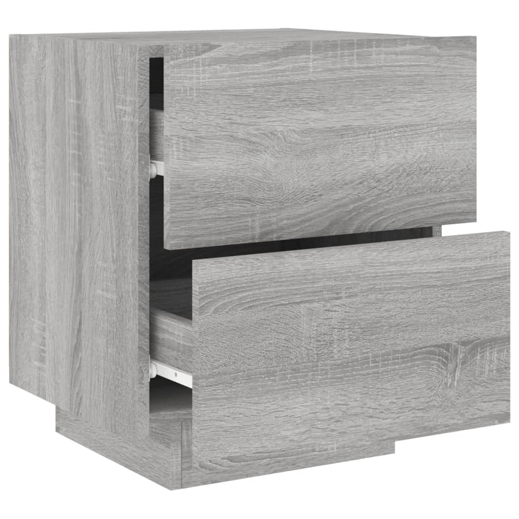 Bedside table with LED lights Gray Sonoma wood material