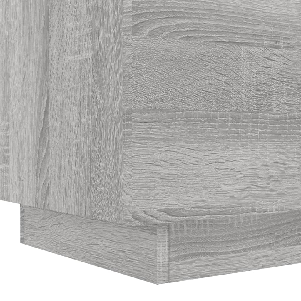 Bedside table with LED lights Gray Sonoma wood material