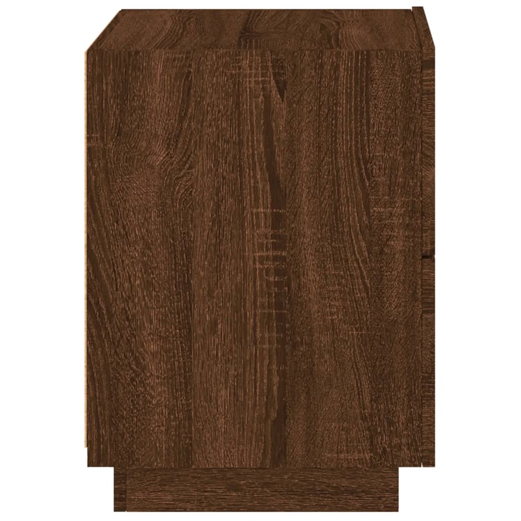 Bedside table with LED lights Brown oak look wood material