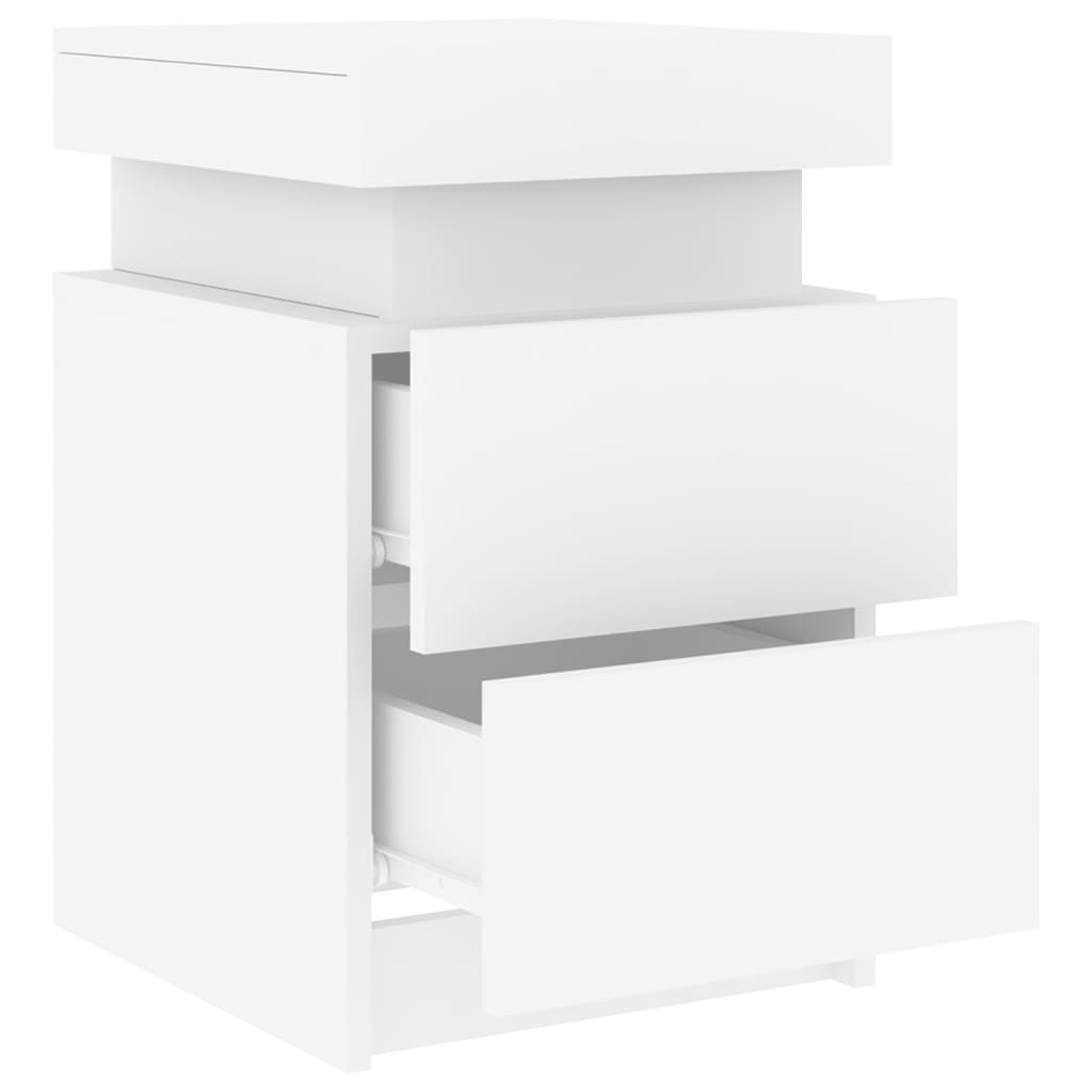 Bedside table with LED lights White 35x39x55 cm