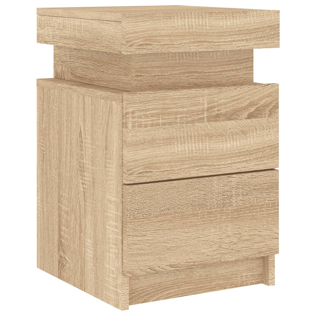 Table de chevet avec lumières LED Chêne Sonoma 35x39x55 cm