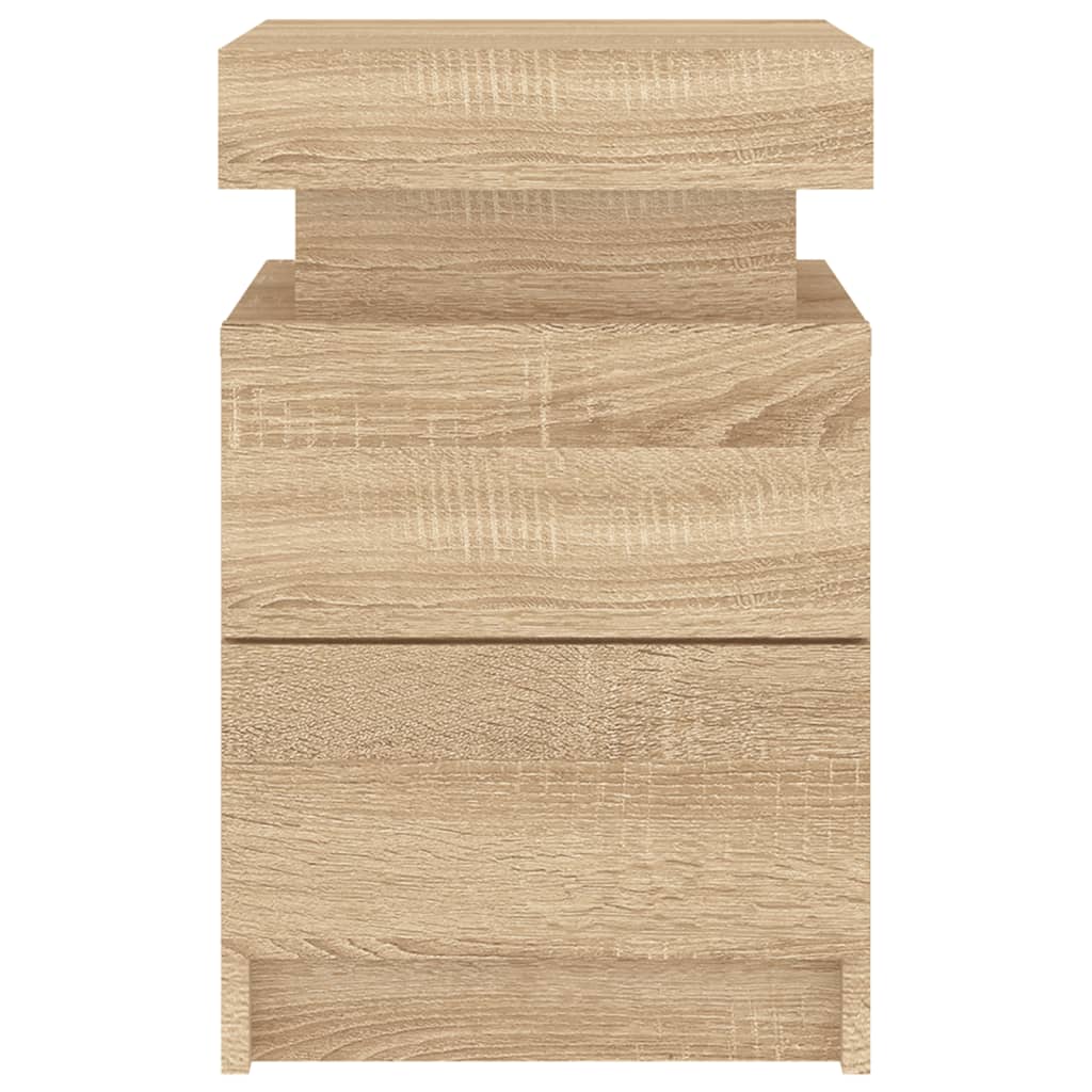 Table de chevet avec lumières LED Chêne Sonoma 35x39x55 cm