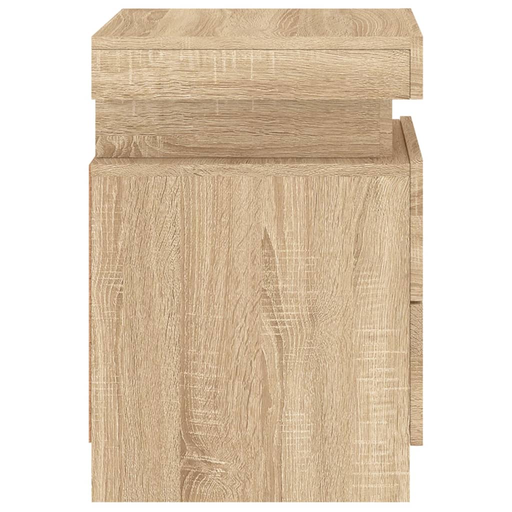 Table de chevet avec lumières LED Chêne Sonoma 35x39x55 cm