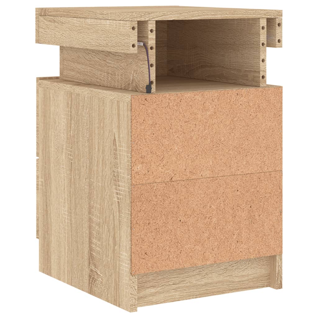 Table de chevet avec lumières LED Chêne Sonoma 35x39x55 cm