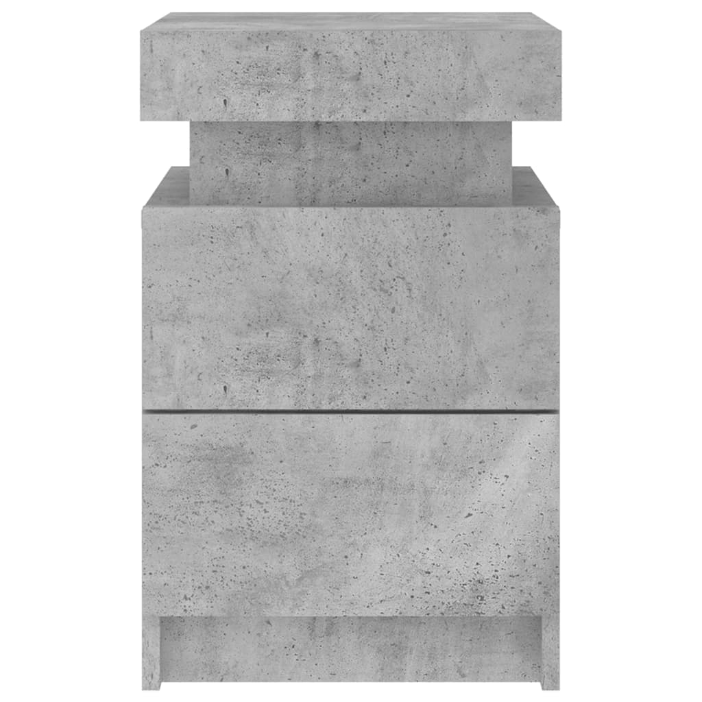 Bedside table with LED lights concrete grey 35x39x55 cm