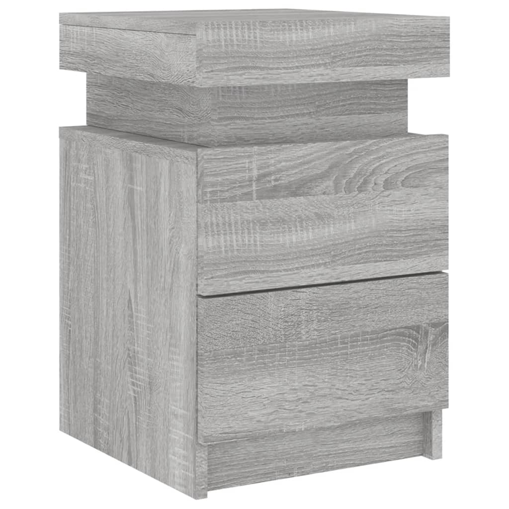 Bedside table with LED lights Gray Sonoma 35x39x55 cm